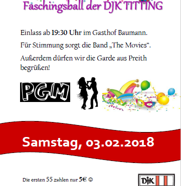 FASCHINGSBALL DER DJK TITTING AM 03.02.2018